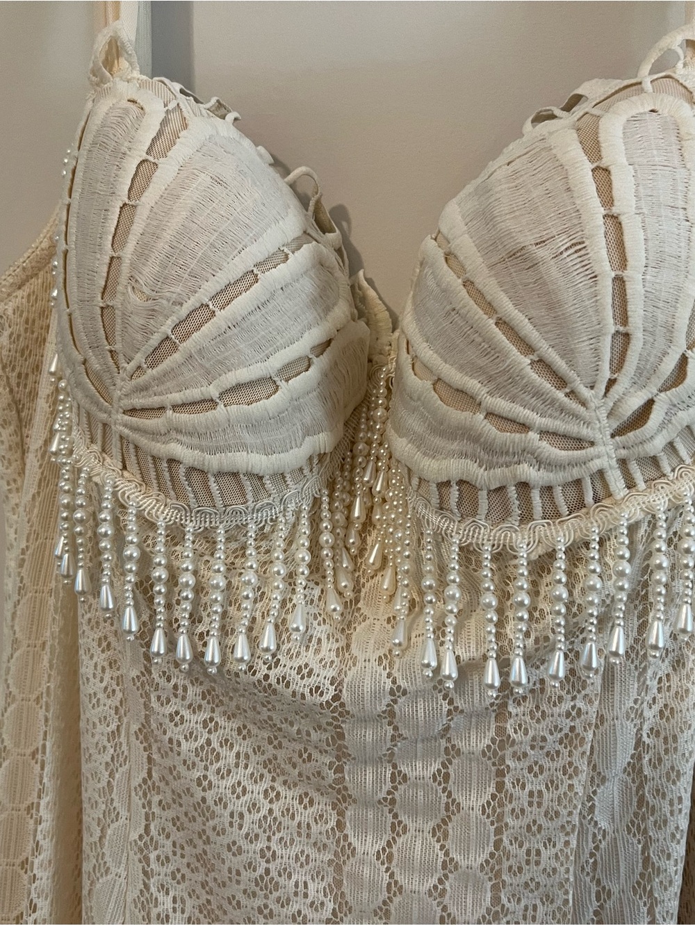 Ivory Lace Fringe Maxi Dress - Picture 2 of 9